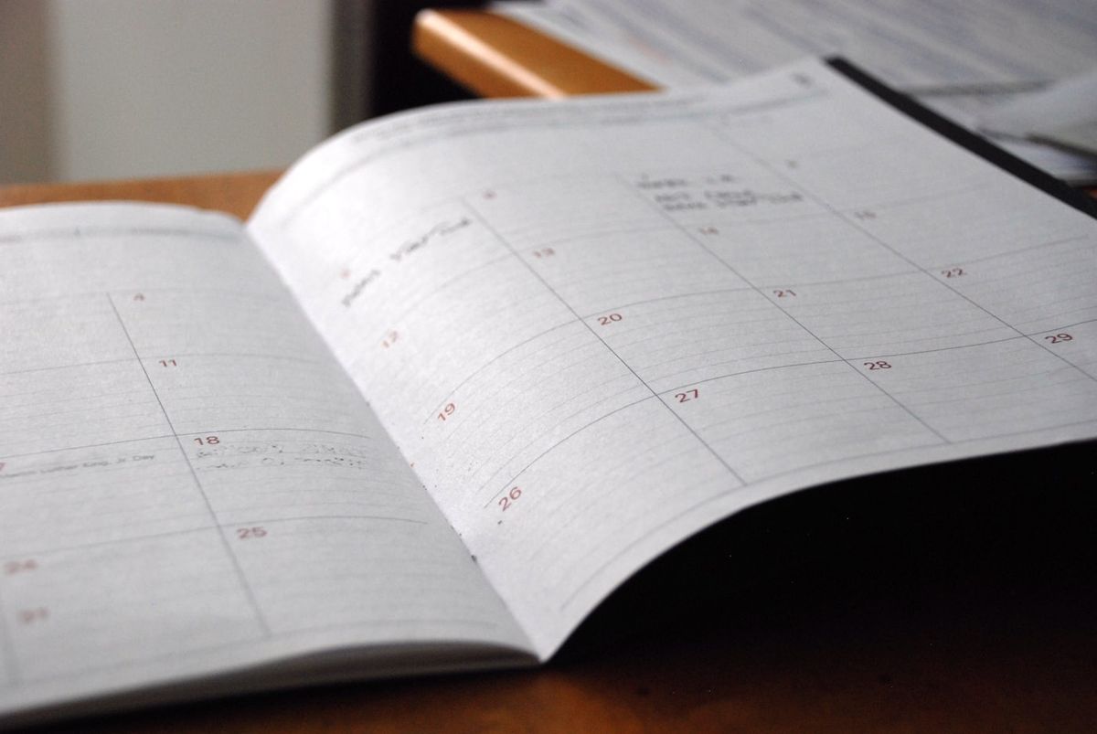 Kalender med dager markert